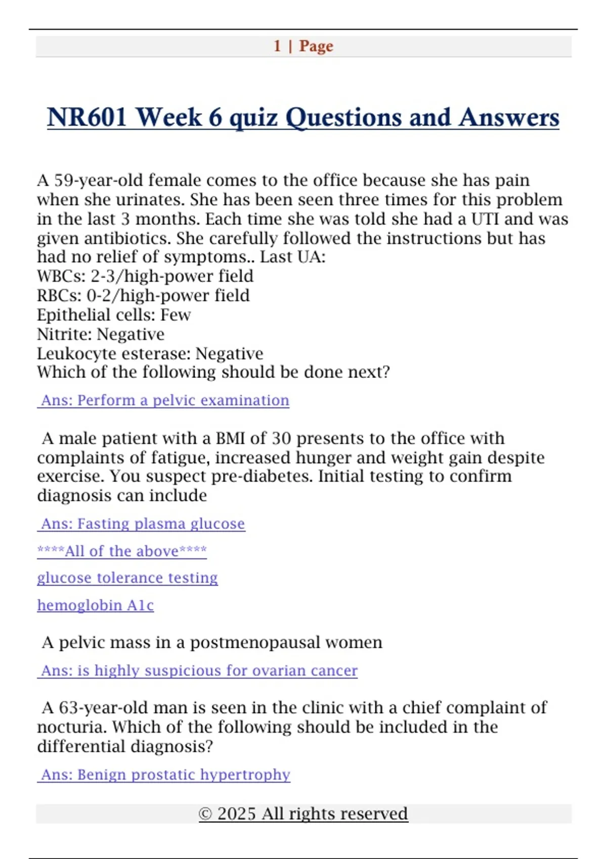 NR601 Week 6 quiz Questions and Answers - NR601 - Stuvia US