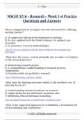 NSGD 3216 - Research - Week 1-4 Practice Questions and Answers