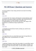 NU 220 Exam 1 Questions and Answers