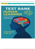 TEST BANK Human Learning&comma; 8th Edition by Ormrod Chapter 1 to 16&sol; new&sol; Latest 2025 update