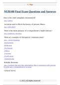 NUR100 Final Exam Questions and Answers 