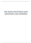 SEE EXAM ANESTHESIA QOD QUESTIONS AND ANSWERS