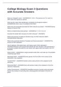 College Biology Exam 3 Questions with Accurate Answers