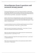 Driver&sol;Operator Exam 5 questions well answered already passed
