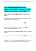 Flight Attendant Foundation KV Exam  Questions and Answers&vert;100&percnt; Correct&vert; Latest  Update with complete solutions &lpar;Grade A&plus;&rpar; 