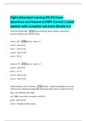 Flight Attendant training ERJ KV Exam  Questions and Answers&vert;100&percnt; Correct&vert; Latest  Update with complete solutions &lpar;Grade A&plus;&rpar; 