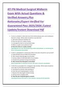 ATI PN Medical-Surgical Midterm Exam With Actual Questions & Verified Answers&comma;Plus Rationales&sol;Expert Verified For Guaranteed Pass 2025&sol;2026 &sol;Latest Update&sol;Instant Download Pdf
