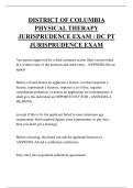 DISTRICT OF COLUMBIA PHYSICAL THERAPY JURISPRUDENCE EXAM  QUESTIONS AND ANSWERS 2025 &sol; DC PT JURISPRUDENCE EXAM