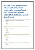 ATI PN Nutrition Final Exam With Actual Questions & Verified Answers&comma;Plus Rationales&sol;Expert Verified For Guaranteed Pass 2025&sol;2026 &sol;Latest Update&sol;Instant Download Pdf