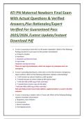 ATI PN Maternal Newborn Final Exam With Actual Questions & Verified Answers&comma;Plus Rationales&sol;Expert Verified For Guaranteed Pass 2025&sol;2026 &sol;Latest Update&sol;Instant Download Pdf