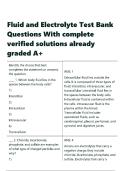 Fluid and Electrolyte Test Bank Questions With complete verified solutions already graded A&plus;