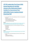 ATI PN Leadership Final Exam With Actual Questions & Verified Answers&comma;Plus Rationales&sol;Expert Verified For Guaranteed Pass 2025&sol;2026 &sol;Latest Update&sol;Instant Download Pdf