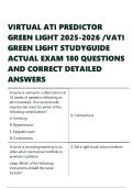 VIRTUAL ATI PREDICTOR GREEN LIGHT 2025-2026 &sol;VATI GREEN LIGHT STUDYGUIDE ACTUAL EXAM 180 QUESTIONS AND CORRECT DETAILED ANSWERS