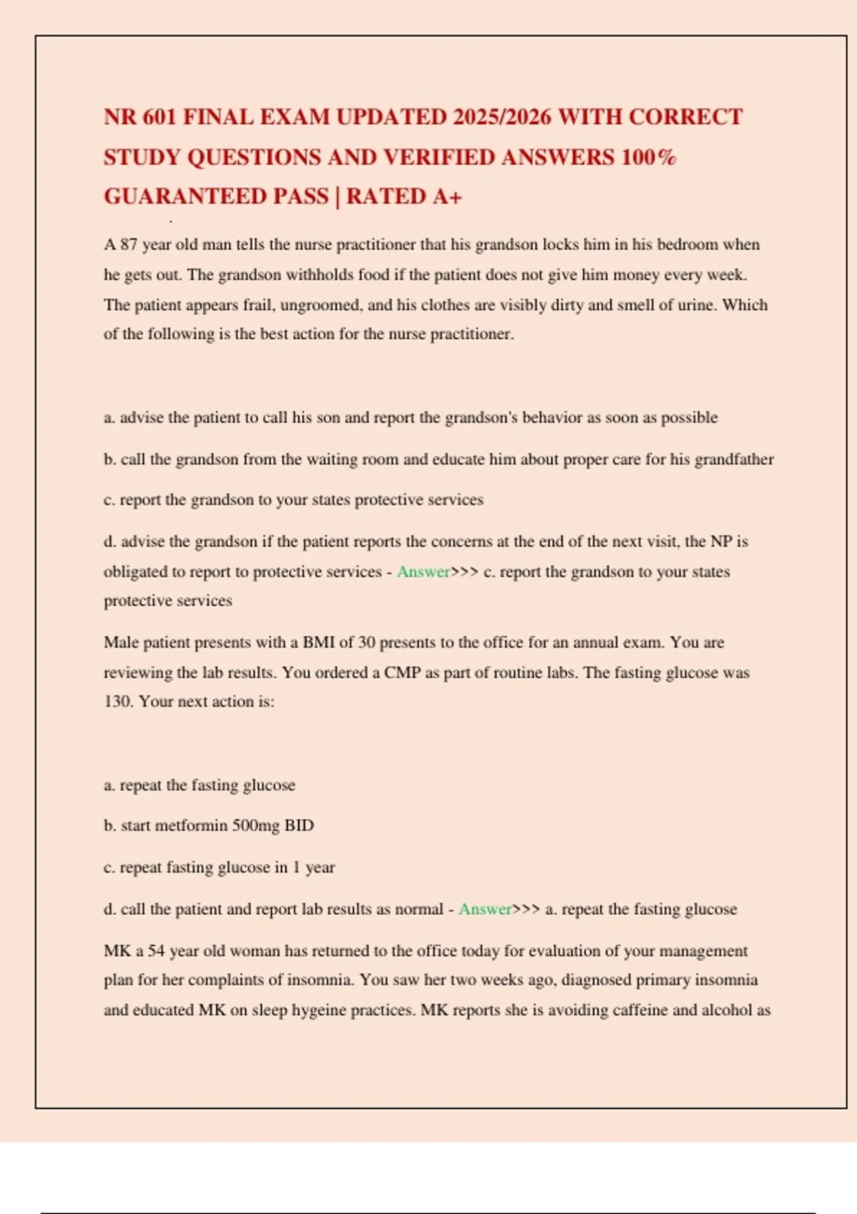 NR 601 FINAL EXAM UPDATED 2025/2026 WITH CORRECT STUDY QUESTIONS AND ...