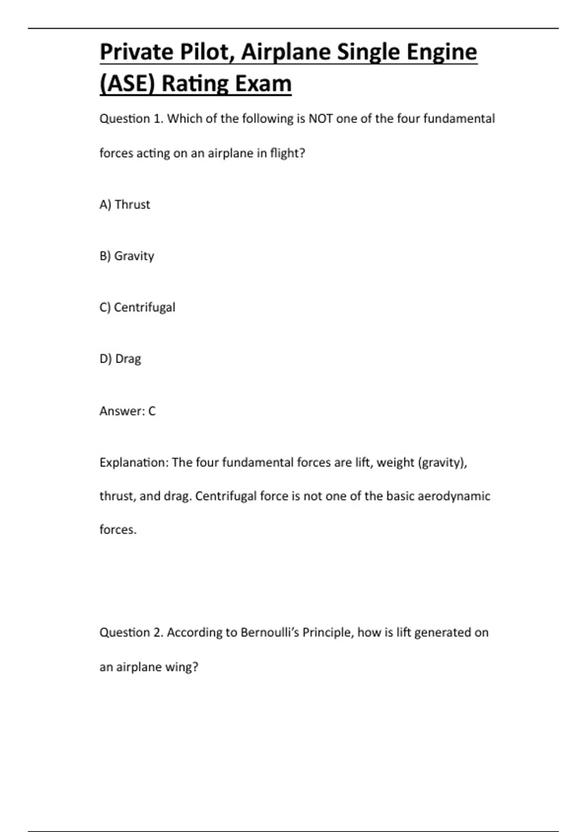 Private Pilot, Airplane Single Engine (ASE) Rating Exam - Computer ...