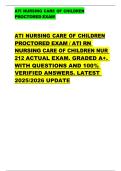 ATI NURSING CARE OF CHILDREN  PROCTORED EXAM   ATI NURSING CARE OF CHILDREN  PROCTORED EXAM &sol; ATI RN  NURSING CARE OF CHILDREN NUR  212 ACTUAL EXAM&period; GRADED A&plus;&period;  WITH QUESTIONS AND 100&percnt;  VERIFIED ANSWERS&period; LATEST  2025&sol;2026 UPDATE