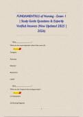 FUNDAMENTALS of Nursing - Exam 1 &vert; Study Guide Questions & Expertly Verified Answers &lpar;New Updated 2025 &vert; 2026&rpar;     