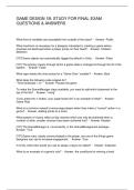 GAME DESIGN 1B STUDY FOR FINAL EXAM QUESTIONS & ANSWERS