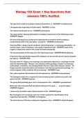 Biology 192 Exam 1 Key Questions And answers 100&percnt; Verified 