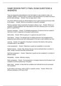 GAME DESIGN PART 2 FINAL EXAM QUESTIONS & ANSWERS