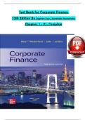 Test Bank for Corporate Finance  13th Edition By Stephen Ross&comma; Randolph Westerfield&comma; Chapters 1 - 21&comma; Complete