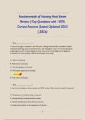 Fundamentals of Nursing Final Exam Review &vert; Key Questions with 100&percnt; Correct Answers &lpar;Latest Updated 2025 &vert; 2026&rpar;      
