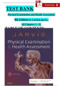 TEST BANK Physical Examination and Health Assessment 8th Edition by Carolyn Jarvis&comma; All Chapters 1 - 32