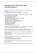 Cell Bio Exam 1 Questions with Verified Answers