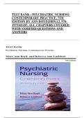 Psychiatric Nursing&colon; Contemporary Practice &lpar;7th Edition&comma; Ann Boyd&rpar; &ndash; Complete Test Bank with Verified Questions and Answers