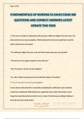 FUNDAMENTALS OF NURSING FA DAVIS EXAM 300 QUESTIONS AND CORRECT ANSWERS LATEST UPDATE THIS YEAR