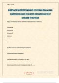 PORTAGE NUTRITION BIOD 121 FINAL EXAM 400 QUESTIONS AND CORRECT ANSWERS LATEST UPDATE THIS YEAR