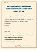 NR 293 PHARMACOLOGY FINAL EXAM 350 QUESTIONS AND CORRECT ANSWERS LATEST UPDATE THIS YEAR