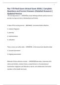 Nur 170 Final Exam &lpar;Actual Exam 2026&rpar; &vert; Complete Questions and Correct Answers &lpar;Detailed Answers&rpar; &vert; Updated Version