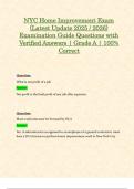 NYC Home Improvement Exam &lpar;Latest Update 2025 &sol; 2026&rpar; Examination Guide Questions with Verified Answers &vert; Grade A &vert; 100&percnt; Correct