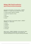 Biology 1100 Final Exam Review QUESTIONS WITH ANSWERS
