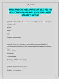 AMCA MEDICAL ASSISTANT EXAM 1& 2 ALL 500 QUESTIONS AND VERIFIED SOLUTIONS LATEST UPDATE THIS YEAR