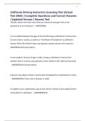 California Driving Instructor Licensing Test &lpar;Actual Test 2026&rpar; &vert; Complete Questions and Correct Answers &vert; Updated Version &vert; Newest Test