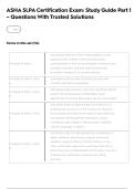ASHA SLPA Certification Exam&colon; Study Guide Part 1 &ndash; Questions With Trusted Solutions