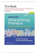Abrams&rsquo; Clinical Drug Therapy&colon; Rationales for Nursing Practice &ndash; Test Bank &lpar;13th Edition&rpar; &ndash; Complete Exam Material