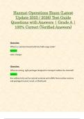 Hazmat Operations Exam &lpar;Latest Update 2025 &sol; 2026&rpar; Test Guide Questions with Answers &vert; Grade A &vert; 100&percnt; Correct &lpar;Verified Answers&rpar;