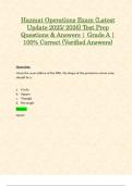 Hazmat Operations Exam &lpar;Latest Update 2025&sol; 2026&rpar; Test Prep Questions & Answers &vert; Grade A &vert; 100&percnt; Correct &lpar;Verified Answers&rpar;