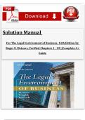 Solution Manual For The Legal Environment of Business&comma; 14th Edition by Roger E&period; Meiners&comma; Verified Chapters 1 - 22 &vert;&vert;Complete A&plus; Guide