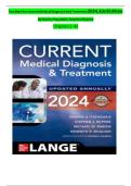 TEST BANK FOR CURRENT MEDICAL DIAGNOSIS AND TREATMENT 2023&sol;2024 62ND EDITION BY BY MAXINE PAPADAKIS EXAM QUESTIONS AND COMPLETE 100&percnt; VERIFIED ANSWERS WITH WELL EXPLAINED RATIONALES GRADED A&plus; LATEST UPDATE 2024 ALREADY PASSED&excl;&excl;&excl;&excl;&excl;&excl;&excl;WITH 100&percnt; GUARANTEED SUC