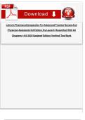 TEST BANK FOR Lehne's Pharmacotherapeutics for Advanced Practice Nurses and Physician Assistants 3rd Edition by Laura D&period; Rosenthal &comma; ISBN&colon; 9780323936064 &vert;Chapters 1-89&vert; Rationalized Answers &comma; Guide A&plus;