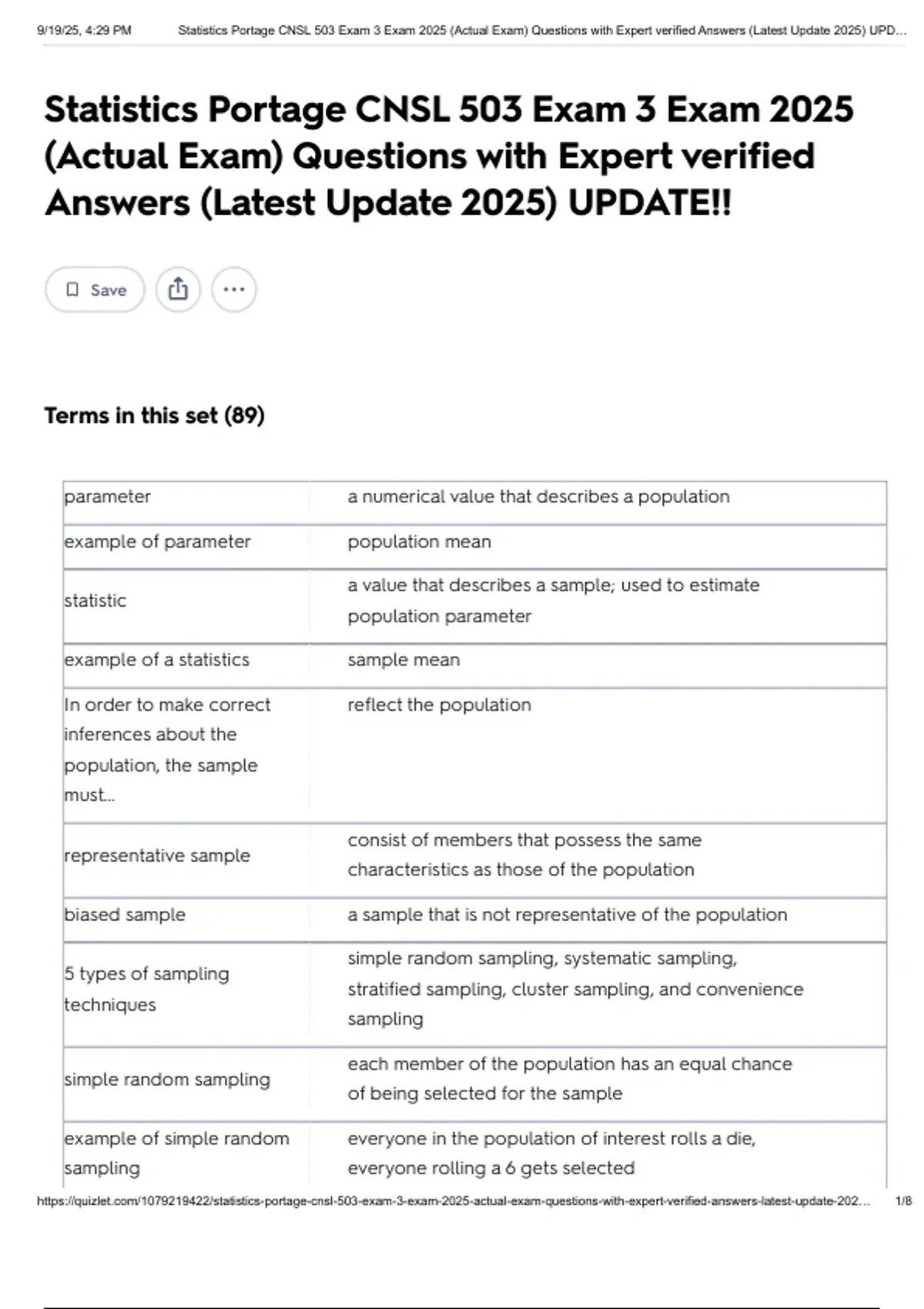 Statistics Portage CNSL 503 Exam 3 Exam 2025 (Actual Exam) Questions ...