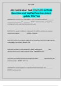ACI Certification Test COMPLETE ACTUAL Questions and Verified Solutions Latest Update This Year