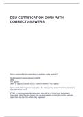 DEU CERTIFICATION EXAM WITH CORRECT ANSWERS