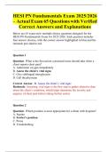 HESI PN Fundamentals Exam 2025&sol;2026 &ndash; Actual Exam 65 Questions with Verified Correct Answers and Explanations