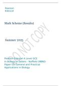 Pearson Edexcel A Level GCE In Biology A Salters - Nuffield &lpar;9BN0&rpar; Paper 03&colon; General and Practical Applications in Biology Marking Scheme  June 2025