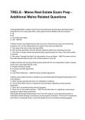 TRELG - Maine Real Estate Exam Prep - Additional Maine Related Questions NEWEST 2025&sol;2026 ACTUAL EXAM COMPLETE QUESTIONS AND CORRECT DETAILED ANSWERS &lpar;VERIFIED ANSWERS&rpar; &vert;ALREADY GRADED A&plus;&vert;&vert;BRAND NEW&excl;&excl;